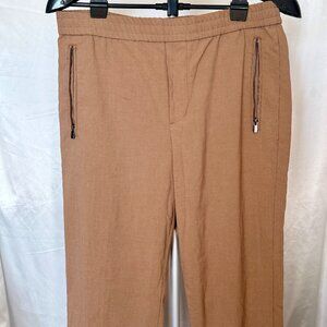 H&M Slim Fit Linen-Blend Joggers | Camel | Size M